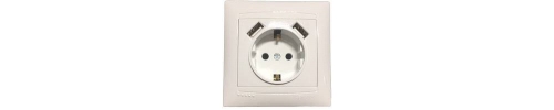 Розетка 1 з / з +2USB 16А RITA Mutlusan внутр білий Розетка 1 з / з +2USB 16А RITA Mutlusan внутр білий